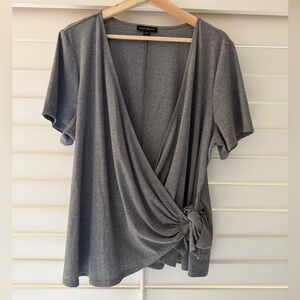 Lane Bryant Gray Short Sleeve Wrap Top
